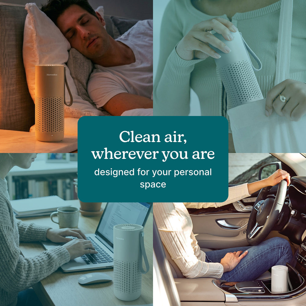 WhisperPure Mini Personal Air Purifier with 3-in-1 HEPA-Type Filter, USB-C Rechargeable, Portable Cordless Air Cleaner, 3 Fan Speeds & Essential Oil Tray