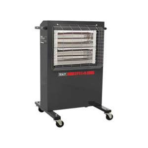 Sealey Portable Infrared Electric Heater 2.8kW – Ruby Halogen Radiant Heater with Adjustable Thermostat, Timer & Safety Cut-Out – Powder-Coated Metal, 230V, IR14230V