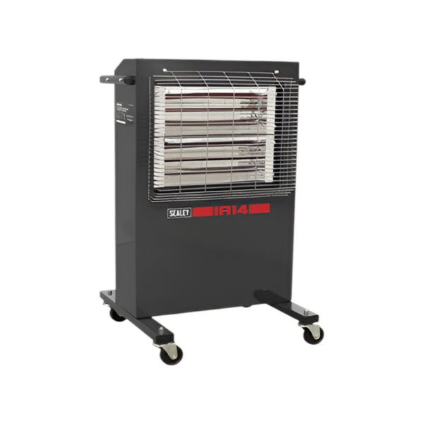 Sealey Portable Infrared Electric Heater 2.8kW – Ruby Halogen Radiant Heater with Adjustable Thermostat, Timer & Safety Cut-Out – Powder-Coated Metal, 230V, IR14230V
