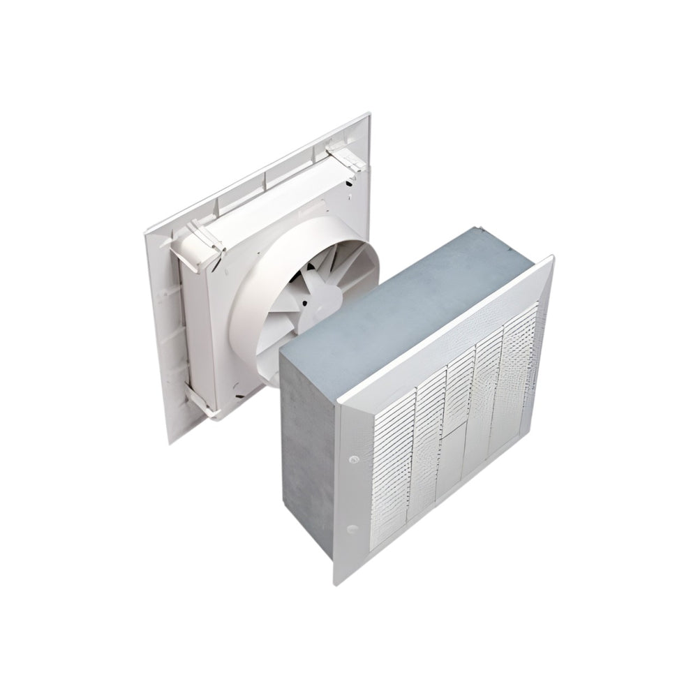 Systemair ES9W Commercial Wall Fan – 9" Reversible Panel Fan with Thermo-Activated Shutters, Speed Controllable, ABS Durable Construction, White/Grey – For Offices, Restaurants & Public Spaces