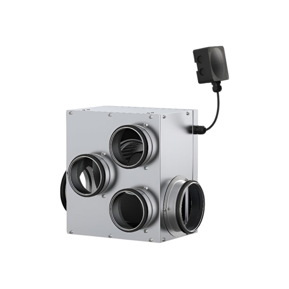 VEF-4 EC Compact Extract & Exhaust Fan Unit – 1×125 mm Exhaust + 1+3×100/125 mm Extract Fans, Energy Efficient EC Motors, Demand-Control Ventilation, Low Noise, Galvanized Steel