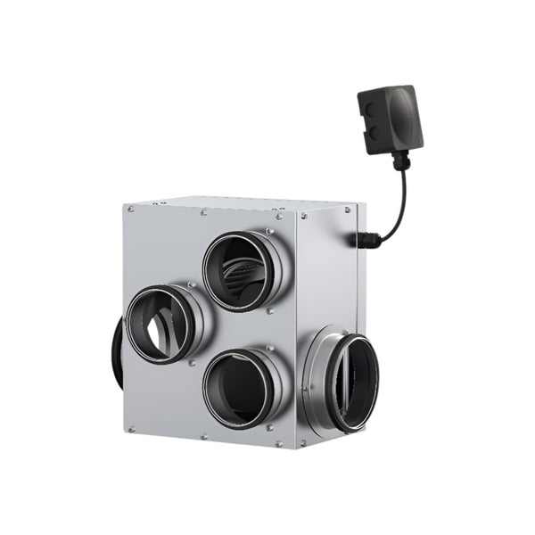 VEF-4 EC Compact Extract & Exhaust Fan Unit– 1×125 mm Exhaust + 1+3×100/125 mm Extract Fans, Energy Efficient EC Motors, Demand-Control Ventilation, Low Noise, Galvanized Steel