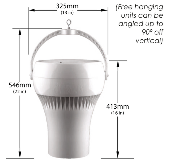Puravent Airius Standard Model 25EC/FS Destratification Fan, 1,053 m³/h, 30W, 3-9m Ceiling Height, White