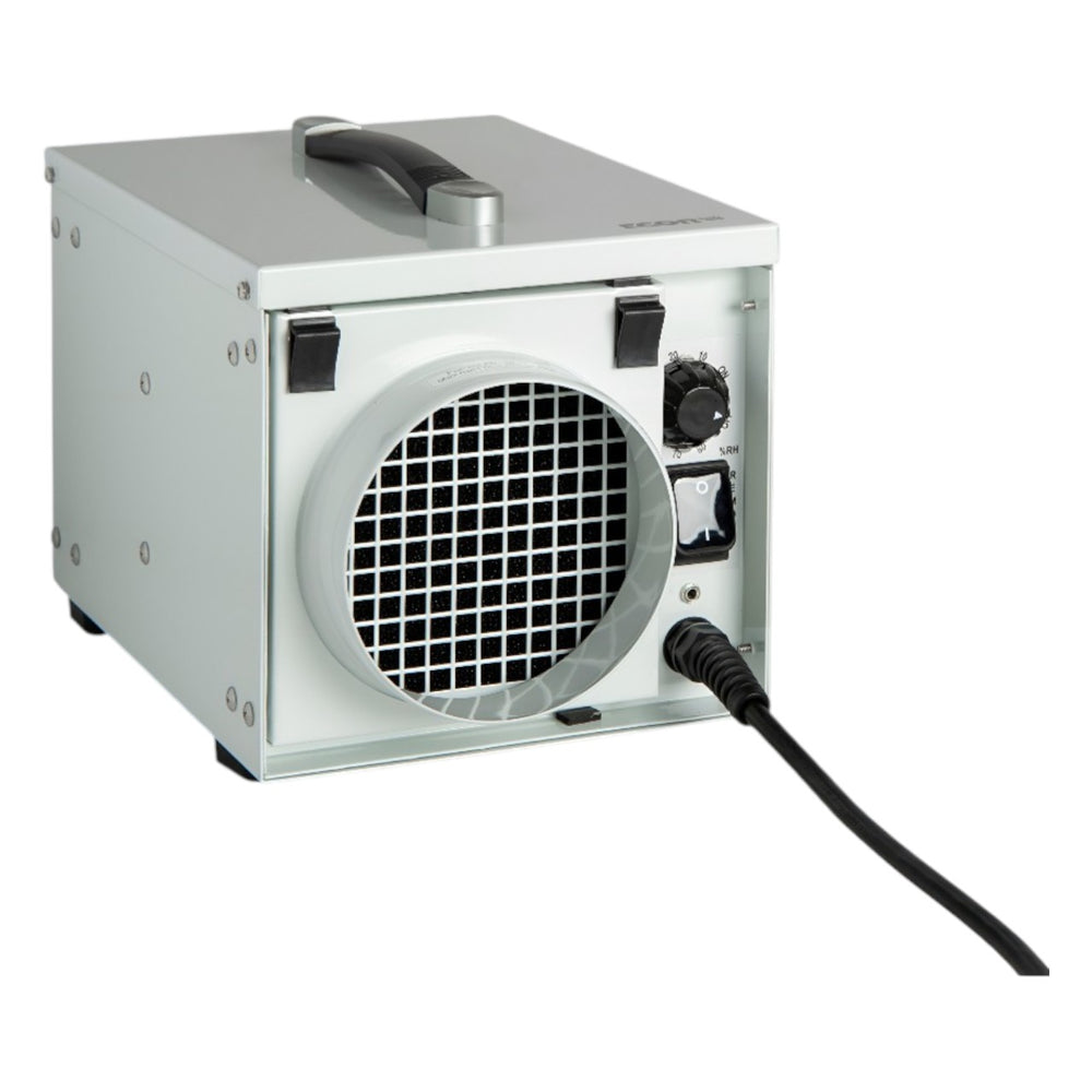 EcorPro DH1211 Portable Desiccant Dehumidifier – 12L, 124m³/h Airflow, 110V, Compact Industrial DryFan with Humidistat & Ducting Capability – White