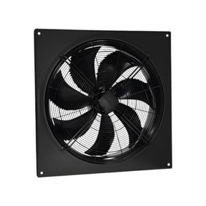 AW 300E4 Sileo Axial Fan – Square Wall-Mount Plate Fan, Black, Galvanized Steel, Die-Cast Aluminum Impeller, External Rotor Motor, High-Efficiency Cooling