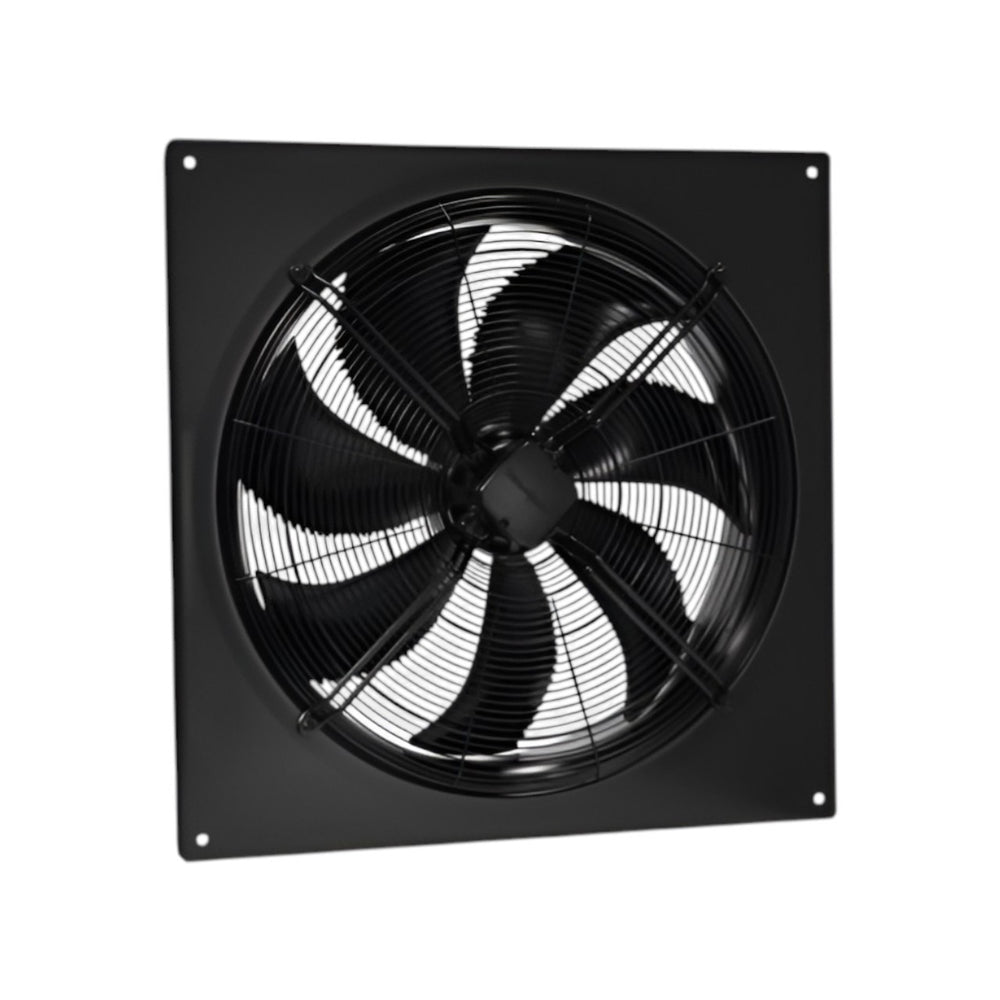 AW 350E4 Sileo Axial Fan – High-Performance Wall-Mount Plate Fan, Black Galvanized Steel, Die-Cast Aluminum Impeller, Thermal Motor Protection