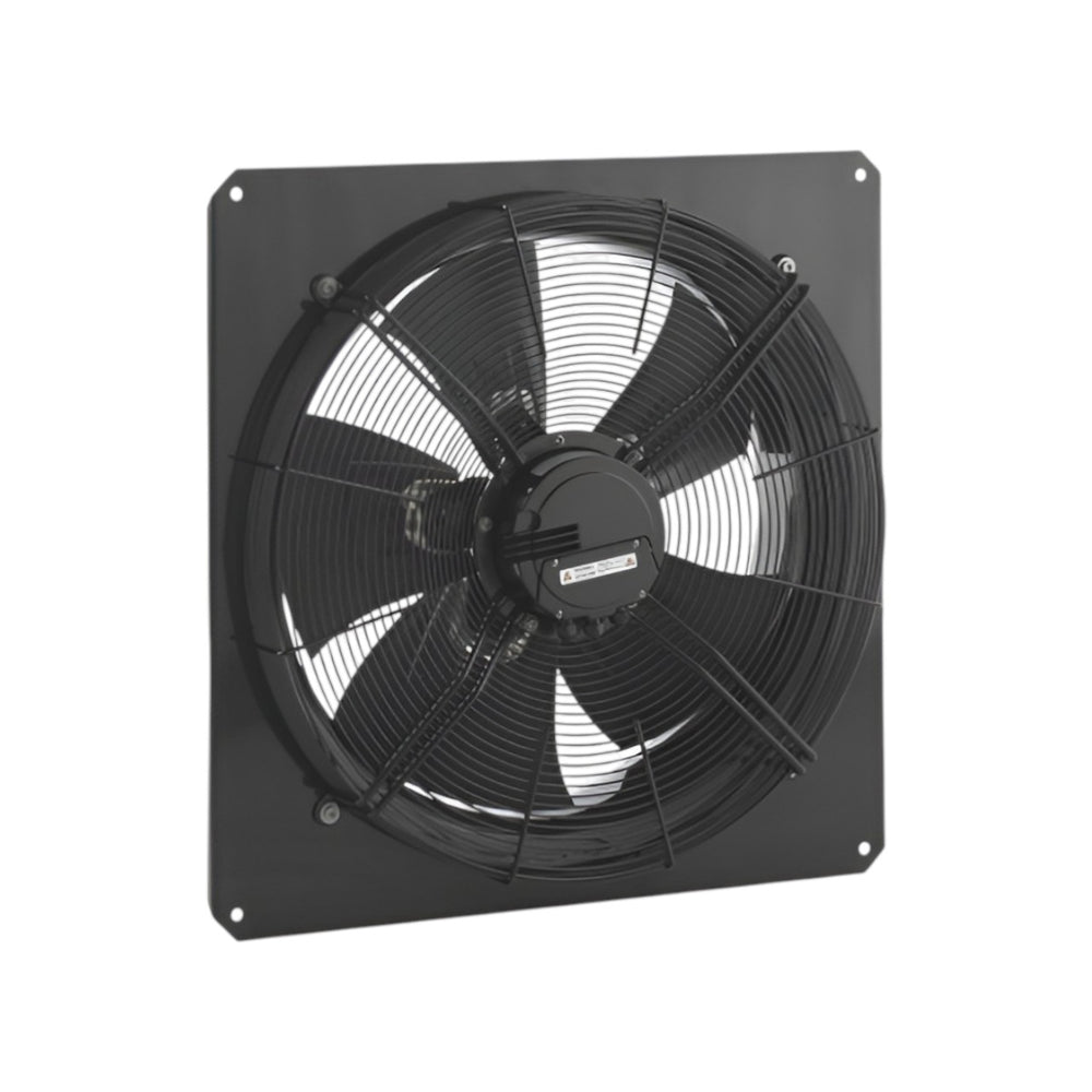 AW 560D EC Sileo Axial Plate Fan, High Efficiency EC Motor, 380–480V, Galvanized Steel Wall Mount Ventilation Fan, Speed Controllable 0–10V, Black Powder Coated