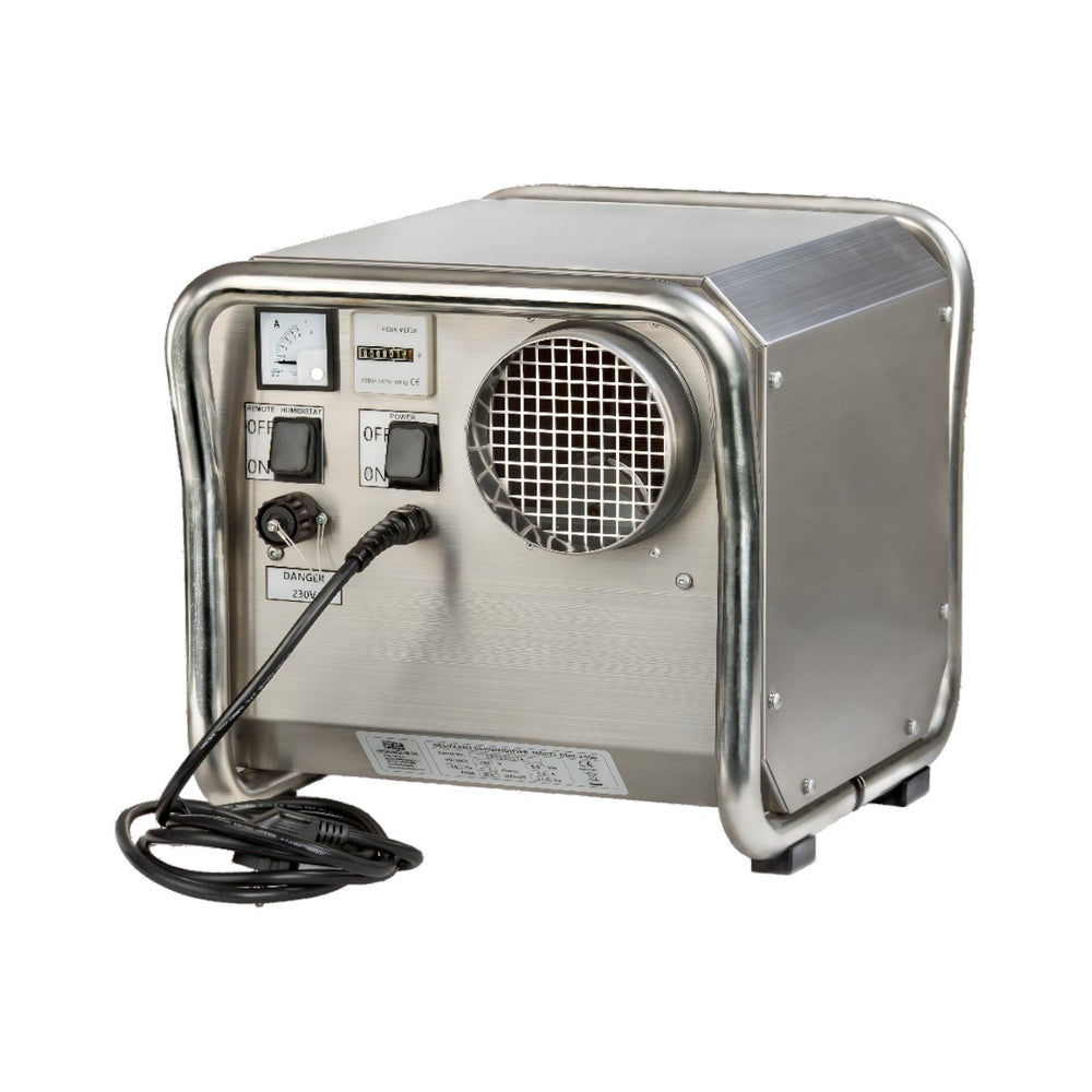 EcorPro DH2500 INOX Portable Desiccant Dehumidifier – 25L/24hr, 380m³/h Airflow, Stainless Steel, Compact Industrial Drying Unit with Ducting, Carry Handle & Auto Reset