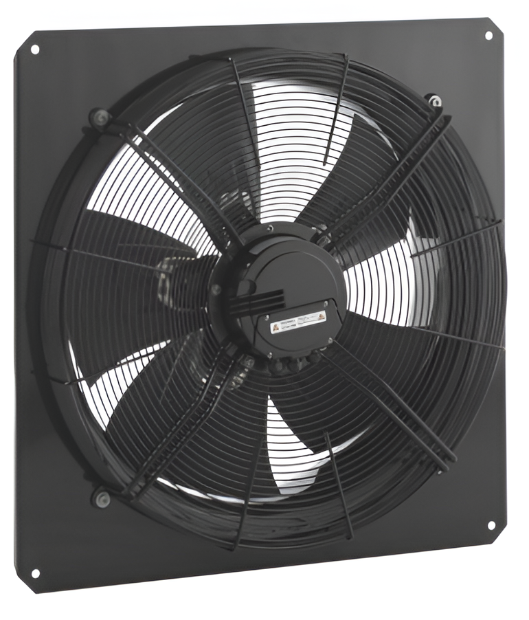 AW 560D EC Sileo Axial Plate Fan, High Efficiency EC Motor, 380–480V, Galvanized Steel Wall Mount Ventilation Fan, Speed Controllable 0–10V, Black Powder Coated