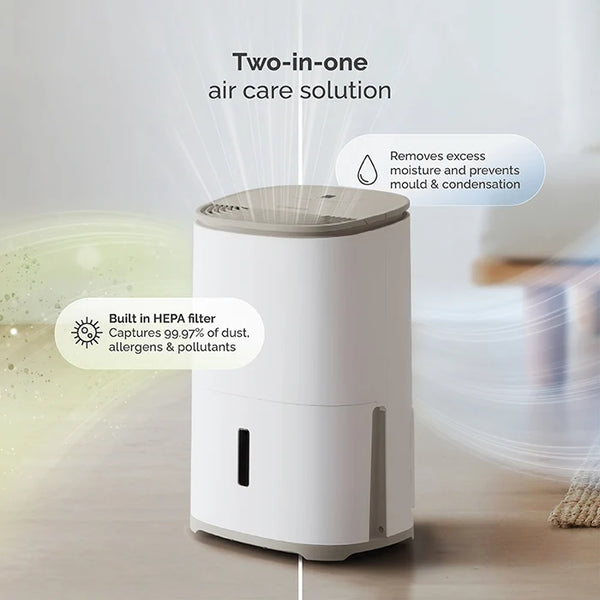 Arete® One 12L Dehumidifier & Air Purifier with HEPA Filter | Whisper-Quiet | Energy Efficient | 5-Year Warranty