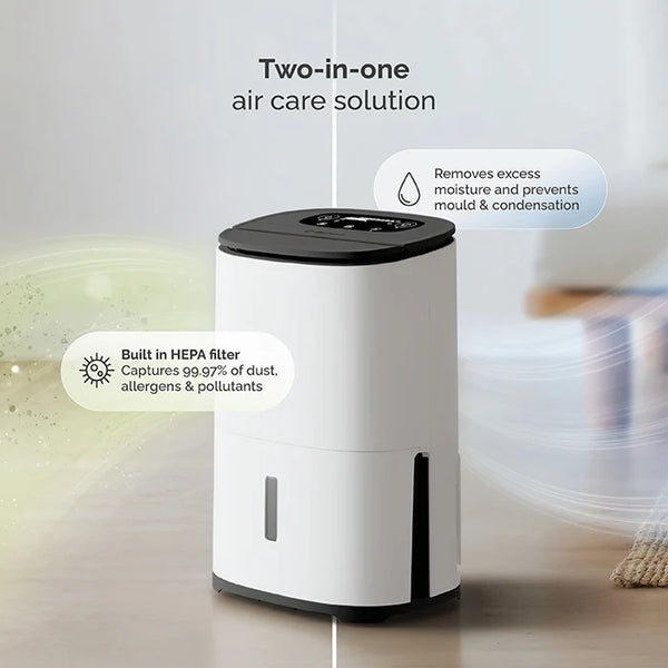 Arete® Two 10L Dehumidifier & Air Purifier with App Control, Premium LCD Display, DC Motor, H13 HEPA Filter & 5-Year Warranty