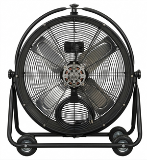 Sealey HVF24S 24" Industrial Drum Fan, High Velocity 2-Speed Cooling Fan with 360° Tilt Head, Heavy-Duty Steel Construction, 230V Workshop & Warehouse Air Circulation Fan