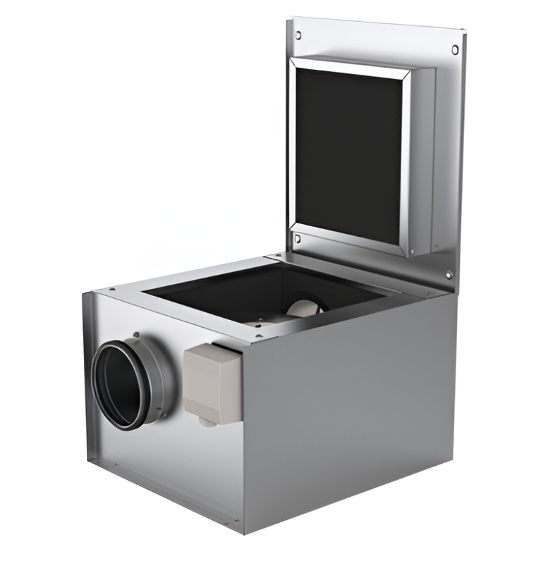 Systemair KVK 160 M Acoustic Circular Slim Box Fan – 440 m³/h Airflow, Insulated Duct Fan, Galvanised Steel Housing, External Rotor Motor, Quiet Ventilation Fan, Product Code 2433