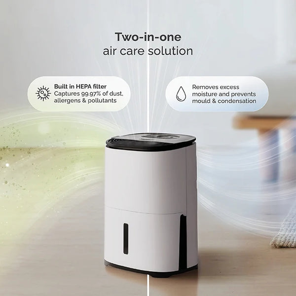 Arete® One 6L Compact 2-in-1 Dehumidifier & Air Purifier with H13 HEPA Filter, Smart Laundry Mode, Quiet Operation & 5-Year Warranty