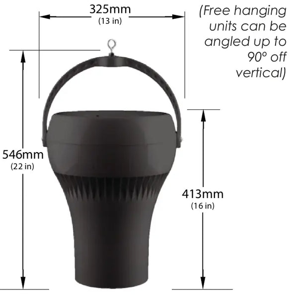 Airius Titan Model 25EC Destratification Fan, 1053 m³/h, 230V EC, 3-9m Ceiling Height, Black