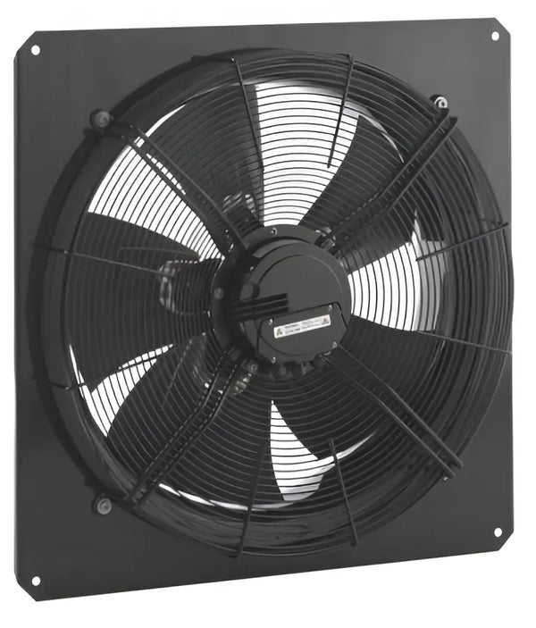 AW 560D EC Sileo Axial Plate Fan, High Efficiency EC Motor, 380–480V, Galvanized Steel Wall Mount Ventilation Fan, Speed Controllable 0–10V, Black Powder Coated