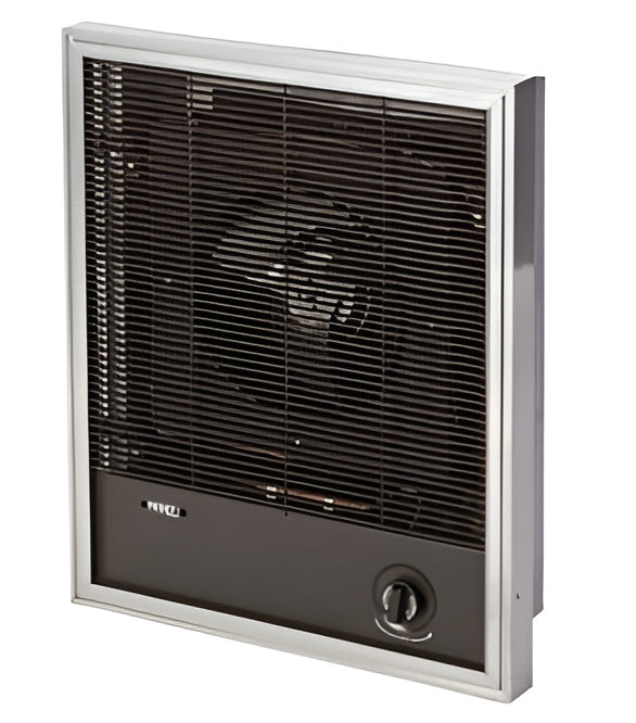 CIH CHDA-3000 3kW Recessed Wall Mounted Fan Heater with Integral Thermostat – 230V Commercial Entrance & Lobby Heater, Dark Brown Anodized Frame