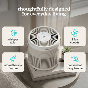 WhisperPure Comfort True HEPA Air Purifier with Activated Carbon Filter, Quiet 3-Speed Operation, Essential Oil Tray, 42m² Coverage