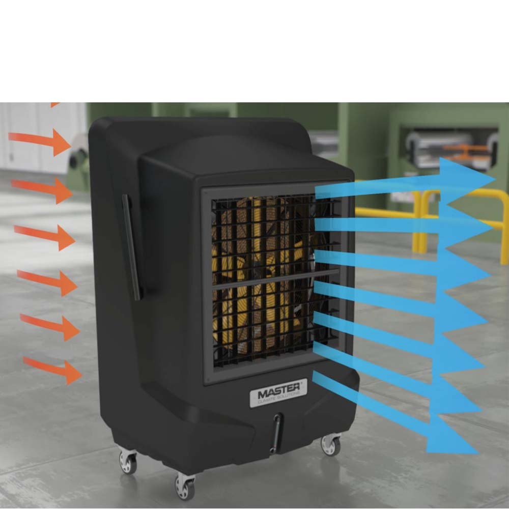 Master BC 221 Industrial Mobile Evaporative Cooler – 22,000 m³/h Airflow, 120L Tank, Portable Spot Cooler for Factories, Workshops & Hangars