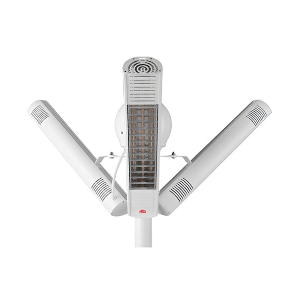 Freestanding Infrared Patio Heater 6kW – Portable Radiant Outdoor Heater with 3 Heating Elements, 400V Electric Terrace Heater, IP67 Protection, White – Product Code 92842