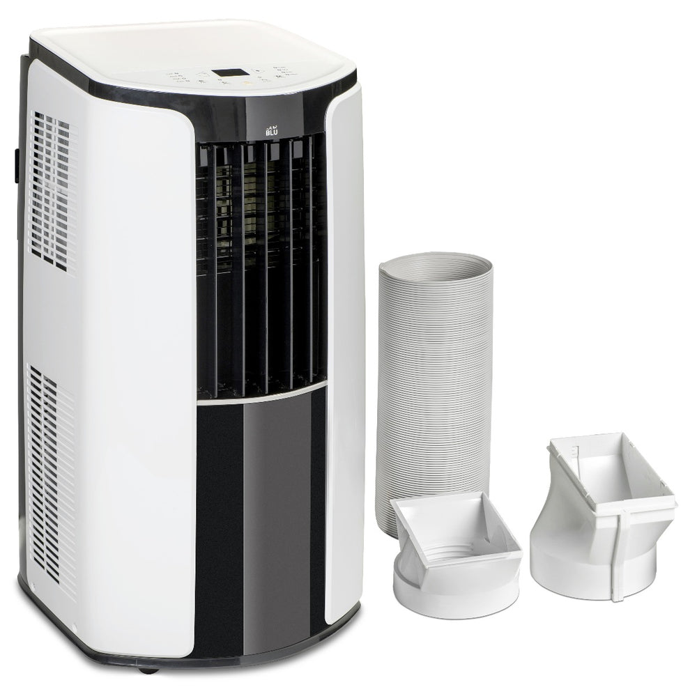 BLU-12HP Medium Portable Air Conditioner – 12,000 BTU Cooling & Heating, A+ Energy Efficient, Low Noise, Self-Evaporating, Remote Controlled, with 1.8m Hose and Window Kit – White