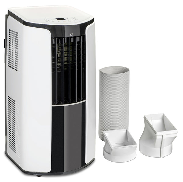 BLU-12HP Medium Portable Air Conditioner – 12,000 BTU Cooling & Heating, A+ Energy Efficient, Low Noise, Self-Evaporating, Remote Controlled, with 1.8m Hose and Window Kit – White