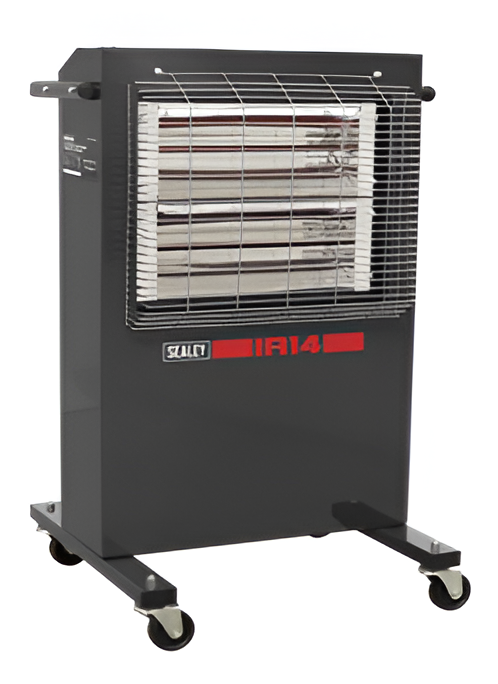 Sealey Portable Infrared Electric Heater 2.8kW – Ruby Halogen Radiant Heater with Adjustable Thermostat, Timer & Safety Cut-Out – Powder-Coated Metal, 230V, IR14230V