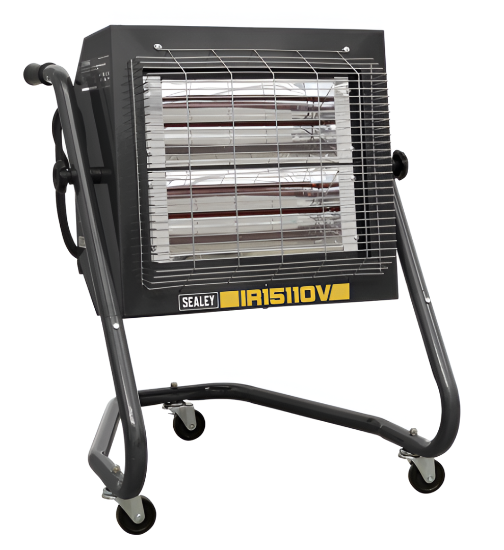 Portable Infrared Halogen Heater 1.2-2.4kW – 110V Electric Radiant Heater with Adjustable Thermostat, LED Display & Tilt Safety Switch – Model IR15110V