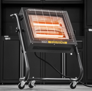 Portable Infrared Halogen Heater 1.2-2.4kW – 110V Electric Radiant Heater with Adjustable Thermostat, LED Display & Tilt Safety Switch – Model IR15110V