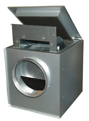 KVK 200 Acoustic Circular Box Fan – 850m³/h, Galvanised Steel, Low Noise, Speed-Controllable, Thermally & Acoustically Insulated