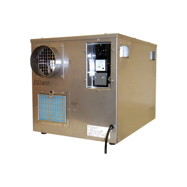 Portable Desiccant Dehumidifier DD400 – 2.5kW Industrial Dryer, Silica Gel Rotor, Stainless Steel Construction, Low Dew Point & Sub-Zero Performance
