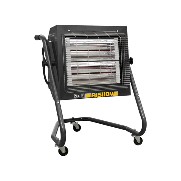Portable Infrared Electric Radiant Heater 2.8kW – 230V Halogen Heater with Tilt Head, Adjustable Thermostat & 7-Day Timer – Sealey IR15, Powder-Coated Metal, Ruby Infrared Elements