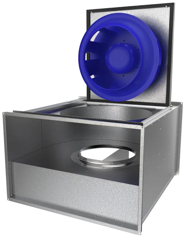 RS 70-40 L1 Sileo Rectangular Duct Fan– Backward-Curved Impeller, Speed-Controllable, 4,285 m³/h, 230 V, 480 W, Galvanised Steel, 700x400 mm