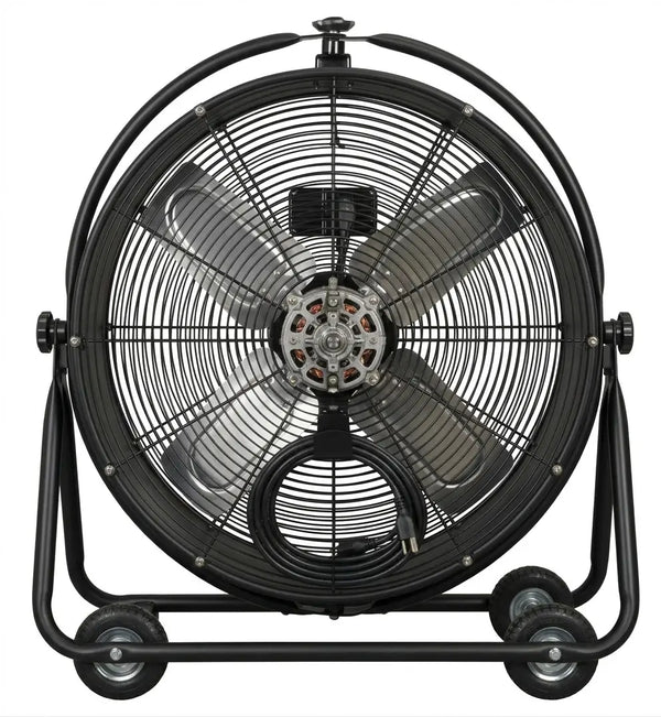 Sealey HVF24S 24" Industrial Drum Fan, High Velocity 2-Speed Cooling Fan with 360° Tilt Head, Heavy-Duty Steel Construction, 230V Workshop & Warehouse Air Circulation Fan