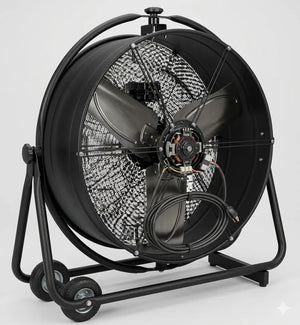 Sealey HVF24S 24" Industrial Drum Fan, High Velocity 2-Speed Cooling Fan with 360° Tilt Head, Heavy-Duty Steel Construction, 230V Workshop & Warehouse Air Circulation Fan