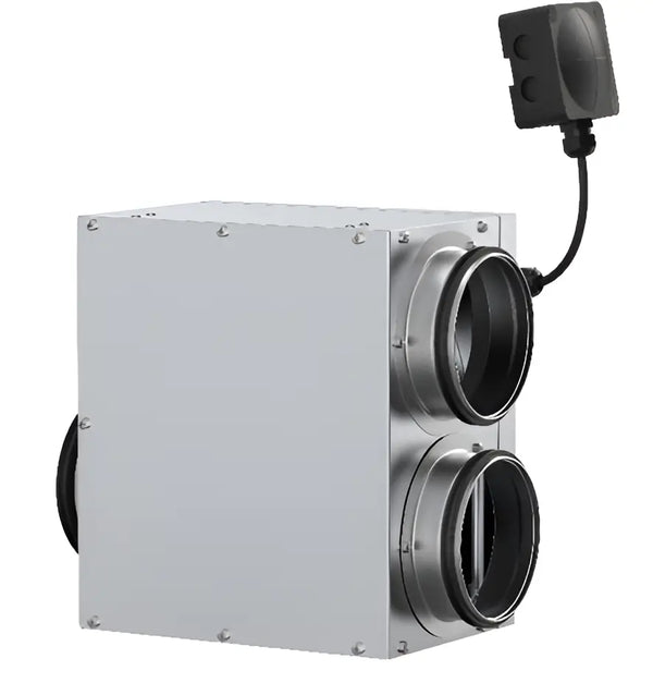 Systemair VEF-2 EC Compact Extract Fan – 125mm Exhaust & Extract Connections, Energy-Efficient Cupboard Ventilation with Insulated Casing, 0-10V Speed Control, Galvanized Steel, Silver