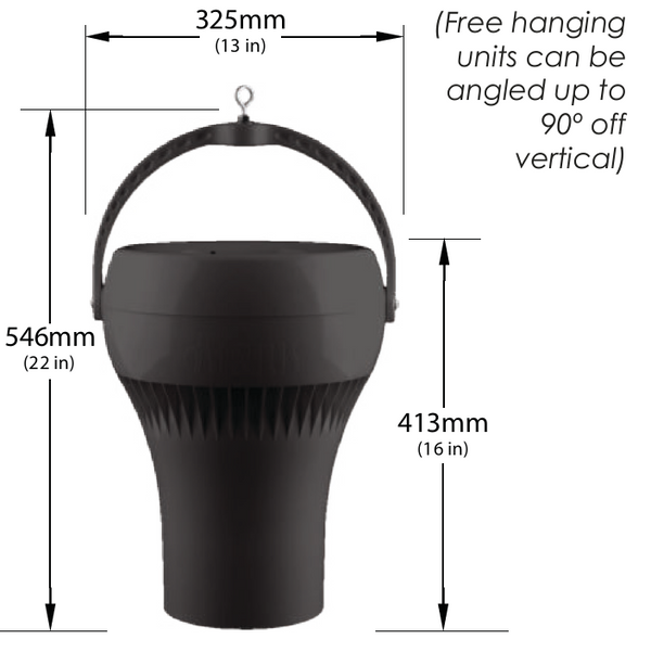 Airius Titan Model 25EC Destratification Fan, 1053 m³/h, 230V EC, 3-9m Ceiling Height, Black