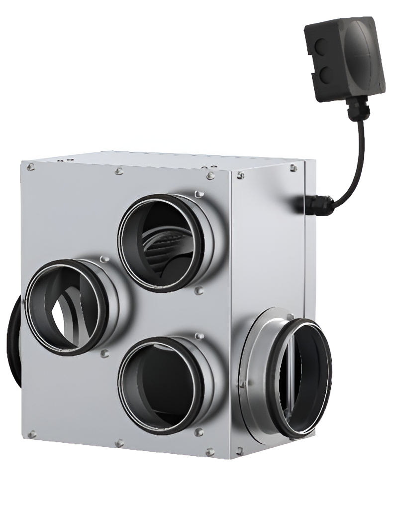 VEF-4 EC Compact Extract & Exhaust Fan Unit – 1×125 mm Exhaust + 1+3×100/125 mm Extract Fans, Energy Efficient EC Motors, Demand-Control Ventilation, Low Noise, Galvanized Steel