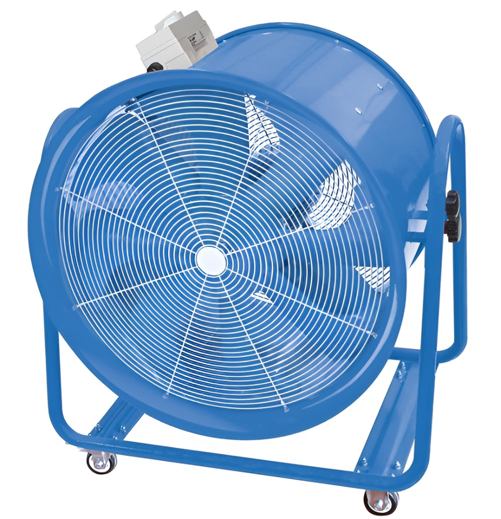 Broughton VF600 24" Drum & Ventilation Fan 110V – 14,400 m³/hr Airflow, Ductable Industrial Cooling Fan with Casters, Steel Casing, High Pressure Air Mover